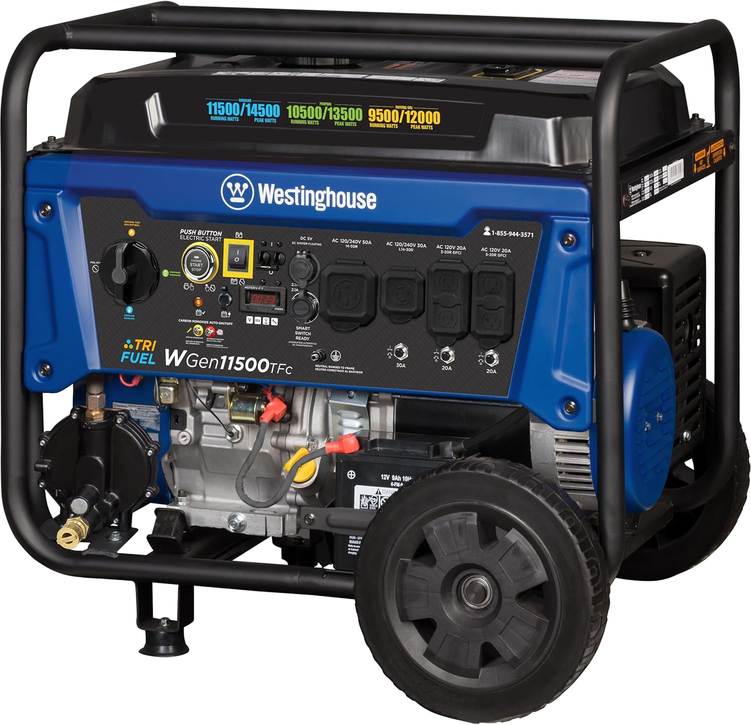 Westinghouse Outdoor Power Equipment 14500 Peak Watt Tri-Fuel Home Backup Portable Generator, Remote Electric Start, Transfer Switch Ready, Gas, Propane, and Natural Gas Powered