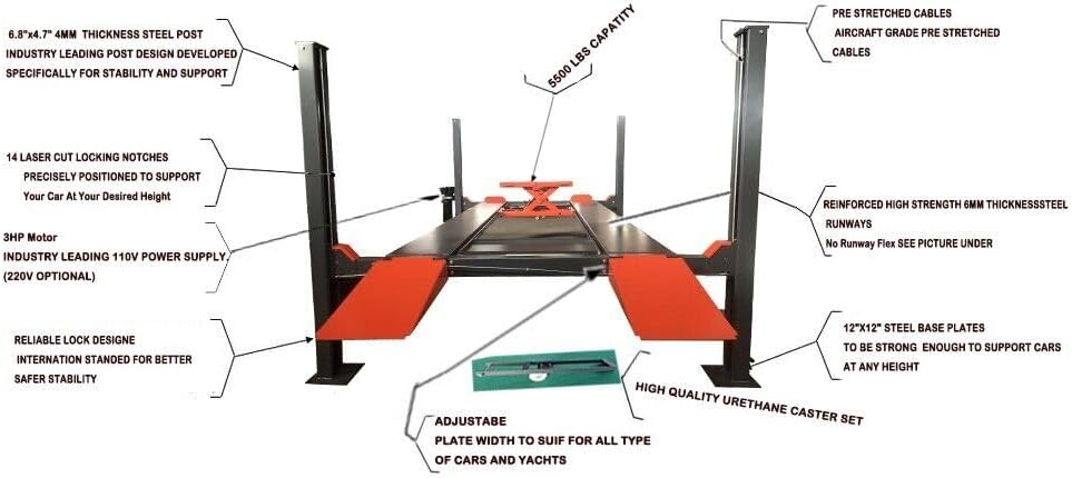 Katool 11000Lbs 4 Post Lift Max Lifting Height 84.5inch Four Post Parking Lift 4-Post Auto Lift Garage Lift Storage