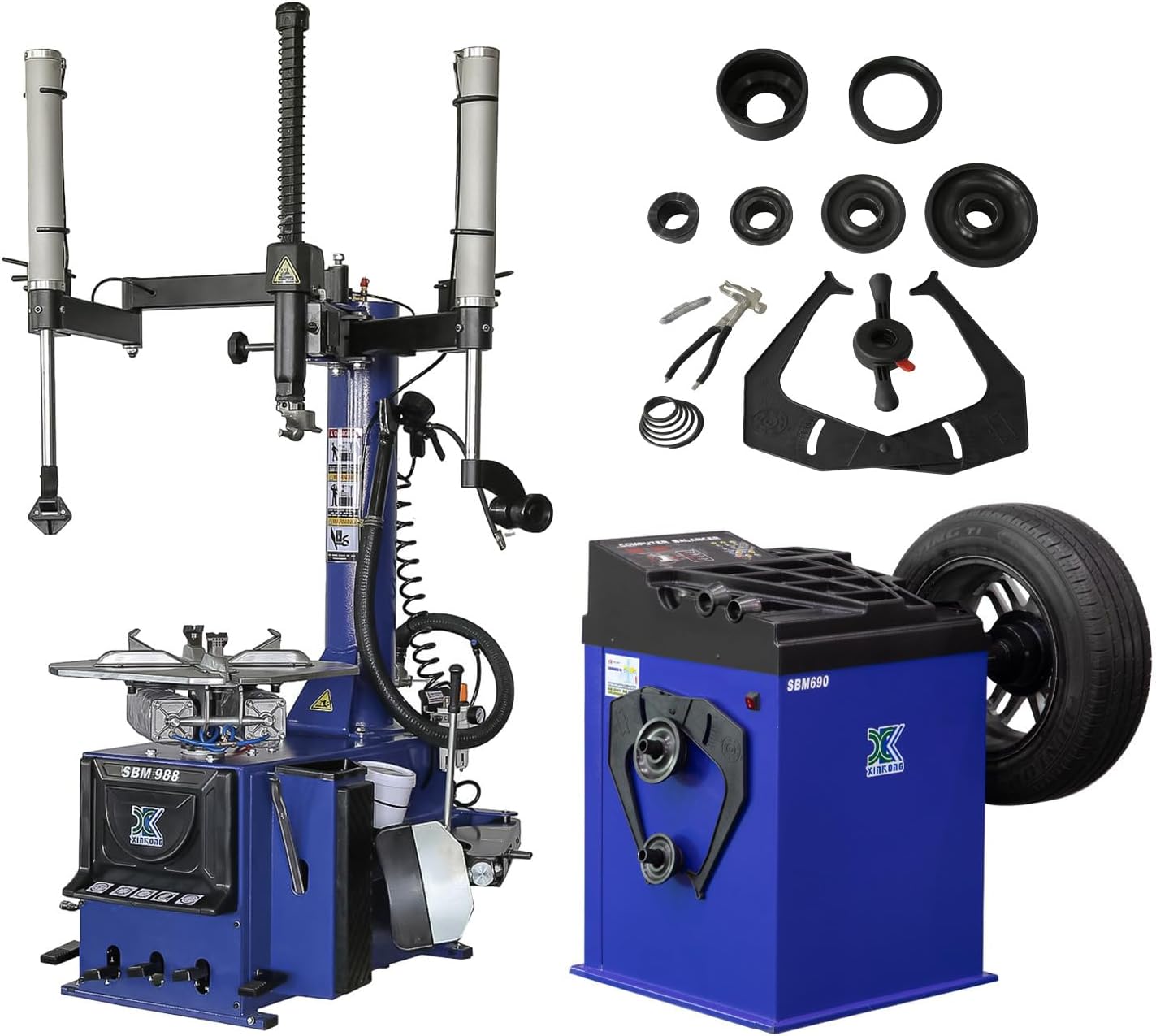 XK 988 Combo Tire Changer 2.0hp + 690 Balancer Rim Clamp