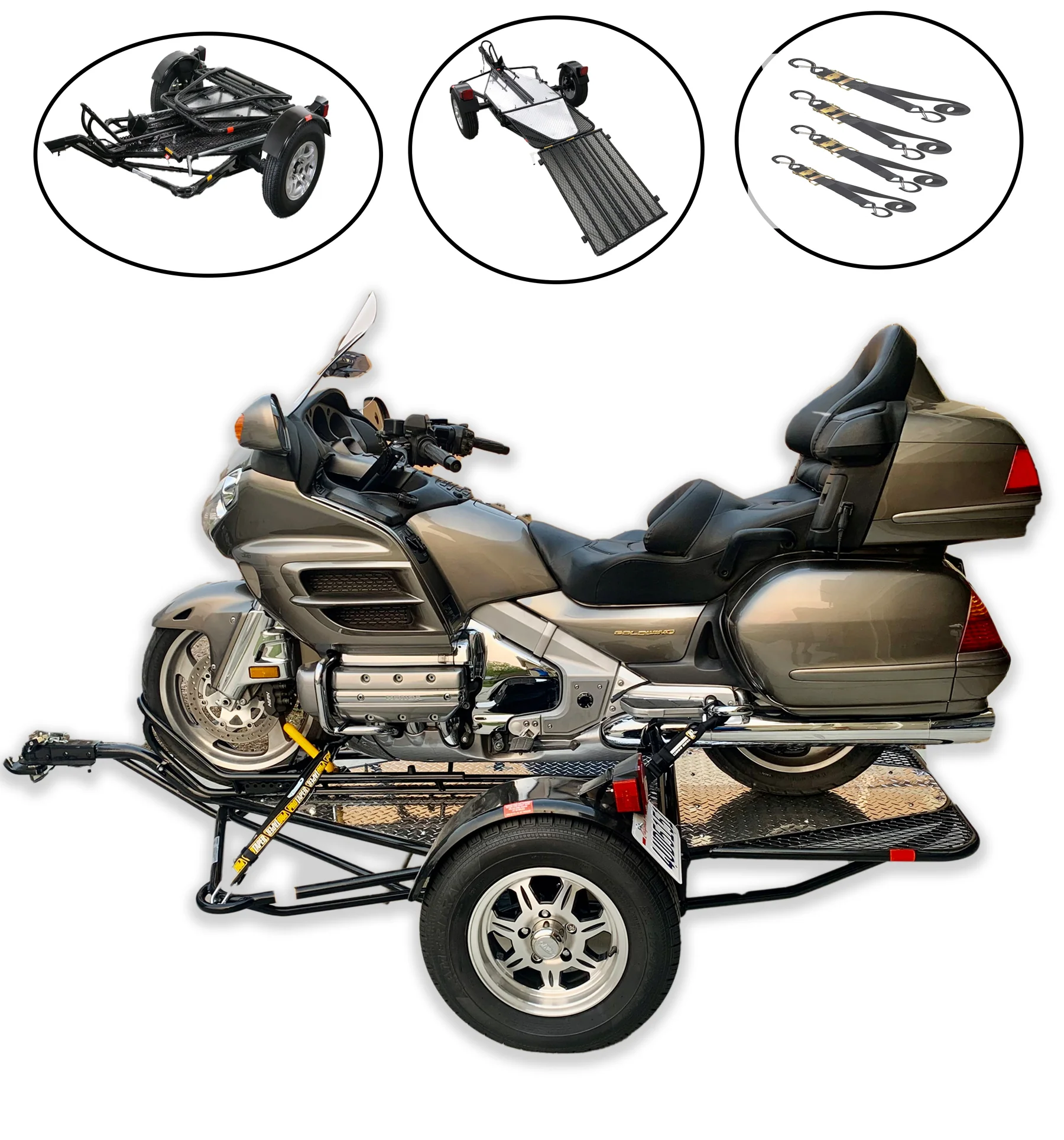 Alpha Sport Single Ride-Up Folding Motorcycle Trailer