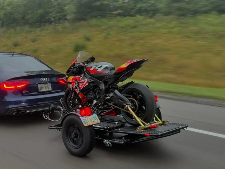 Alpha Sport Single Ride-Up Folding Motorcycle Trailer