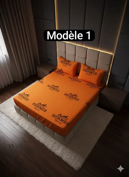 غطاء سرير فاخر – 3 قطع –بطبعات   ماركات عالمية جودة عالية ثوب خيط