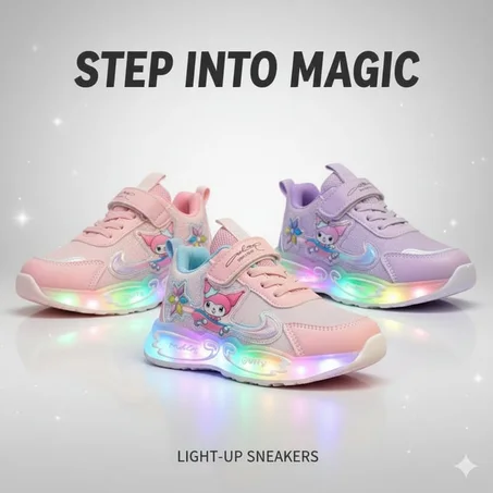 حذاء بناتي مضيءLED – تصميم كرتوني رائع