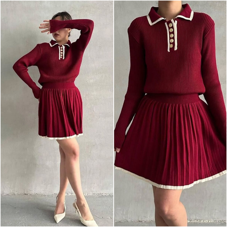 Tricot +jupe  2 pièces en maille douce