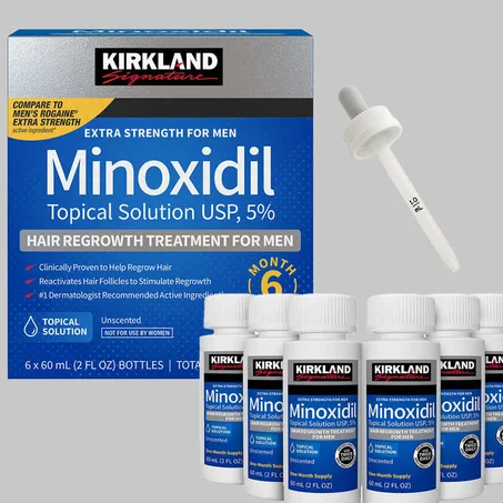 كيركلاند مينوكسيديل 5٪ الأمريكي  والأصلي لإعادة نمو الشعر للرجال / PACK COMPLET