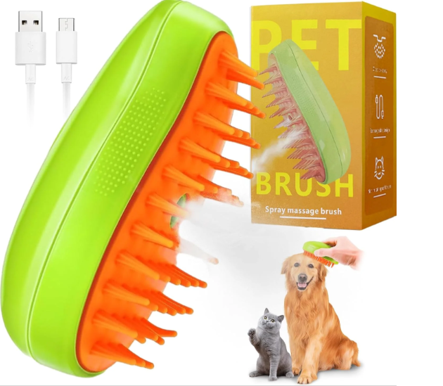 Brosse à vapeur multifonctionnelle 3 en 1 pour le toilettage, le nettoyage et le massage des animaux domestiques