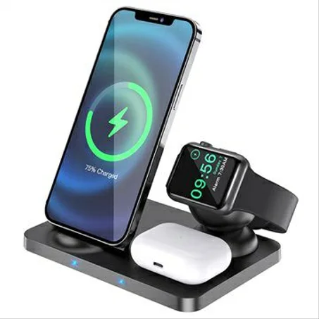 HOCO CW33 3-IN-1 WIRELESS CHARGING STATION - 15W - BLACK