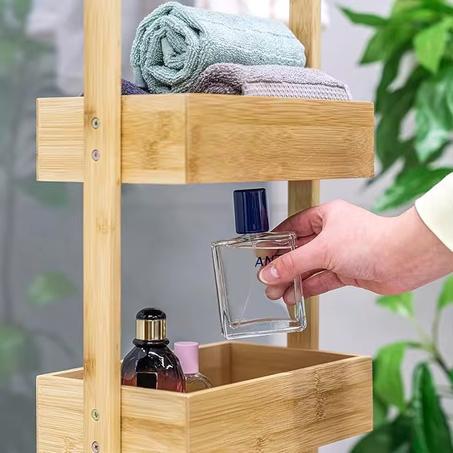 رف تخزين أنيق من خشب البامبو