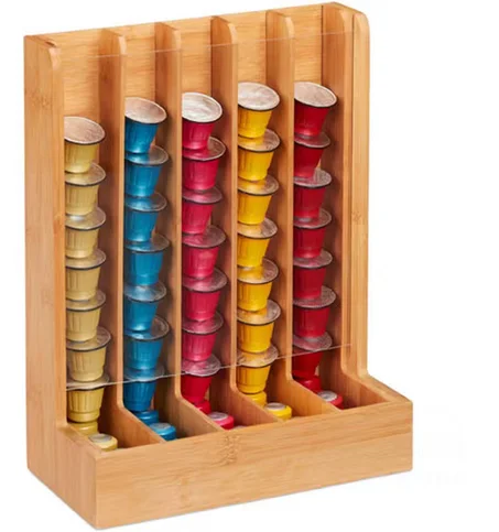 منظم كبسولات القهوة الخشبي حجم كبير