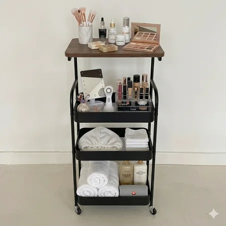 منظم عملي بأربعة طبقات وسطح خشبي