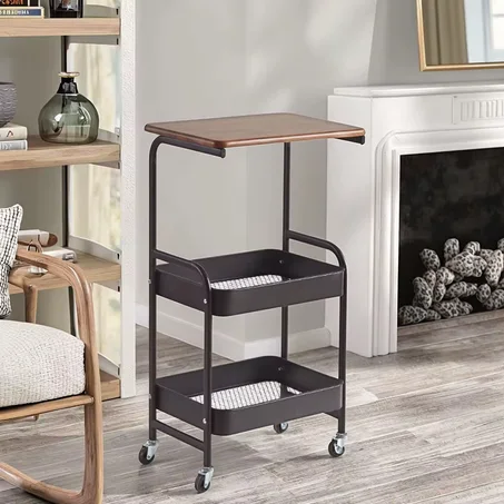 منظم عملي بثلاث طبقات وسطح خشبي