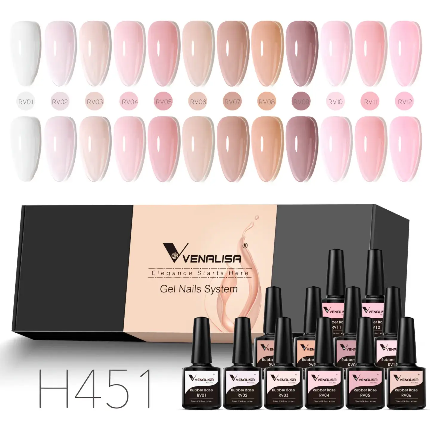 Rubber Base- 12 Colors Gel Polish Set
