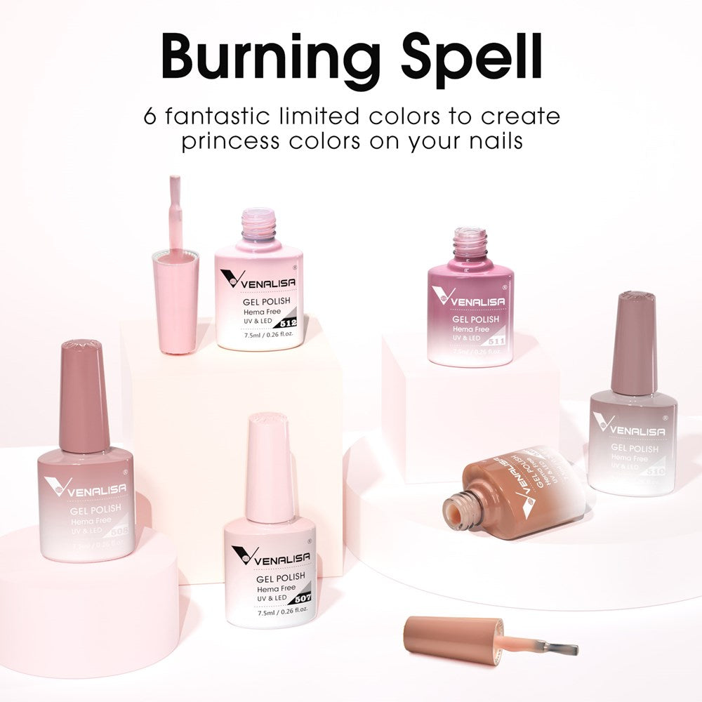 Jelly Translucent Gel Polish 6 Colors Set Hema Free