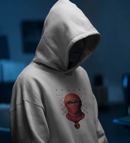 Atlas Force هودي رياضي يتوسطه تصميم جريء لوجه ملثم بأحمر