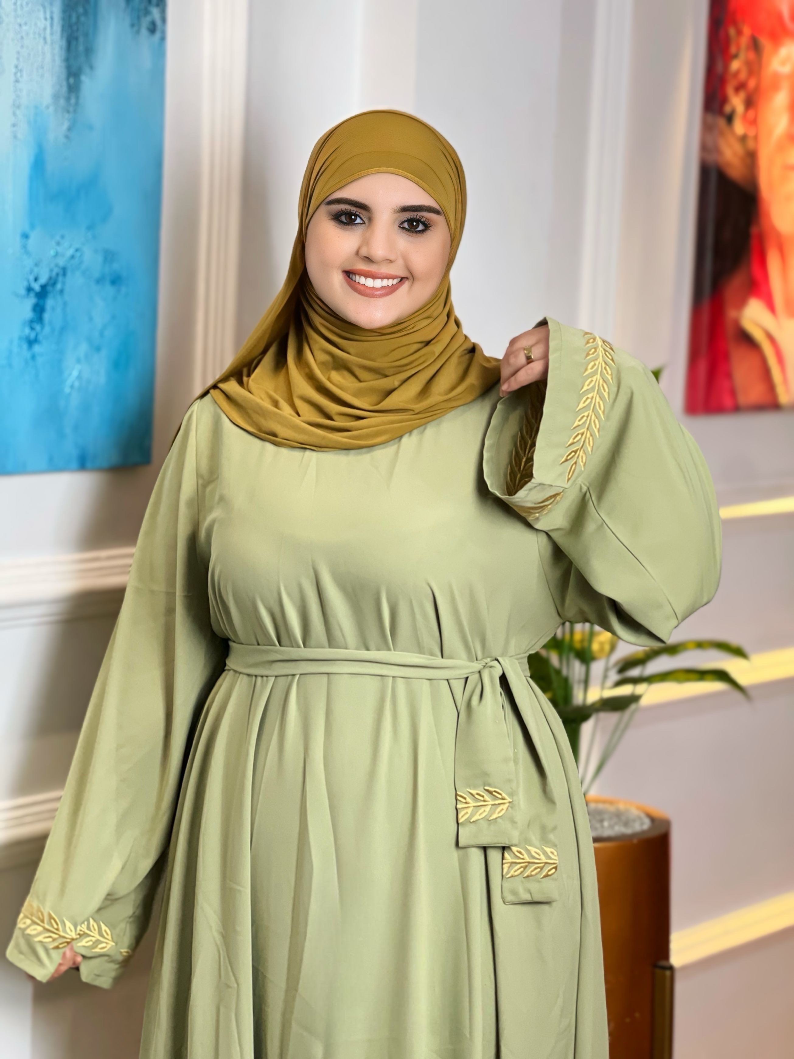 كسوة بطرزة مع الحزام للخروج والمناسبات   (REF43)