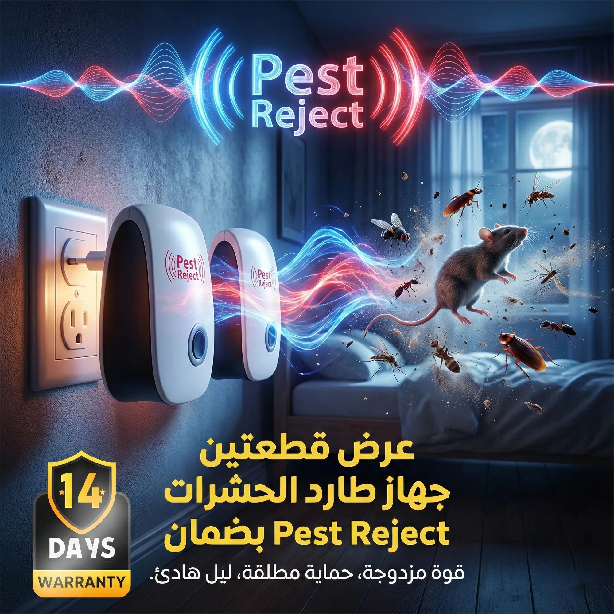 عرض قطعتين جهاز طارد الحشرات Pest Reject بضمان