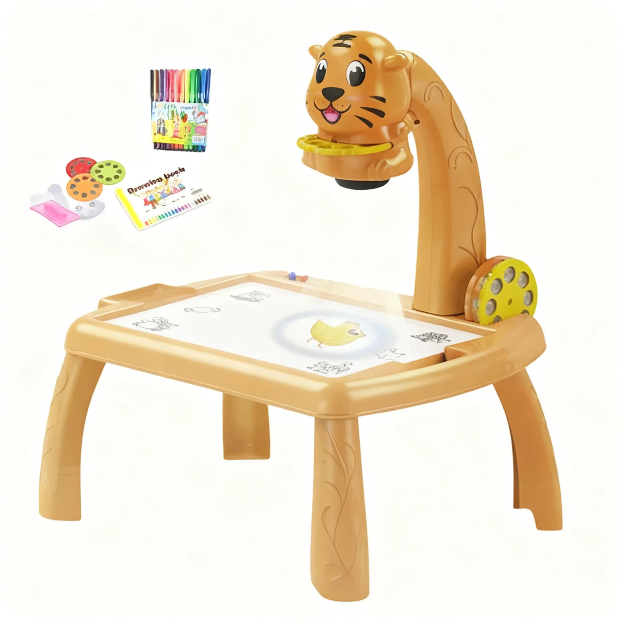 طاولة رسم وتعليم للأطفال مع بروجكتور وألوان