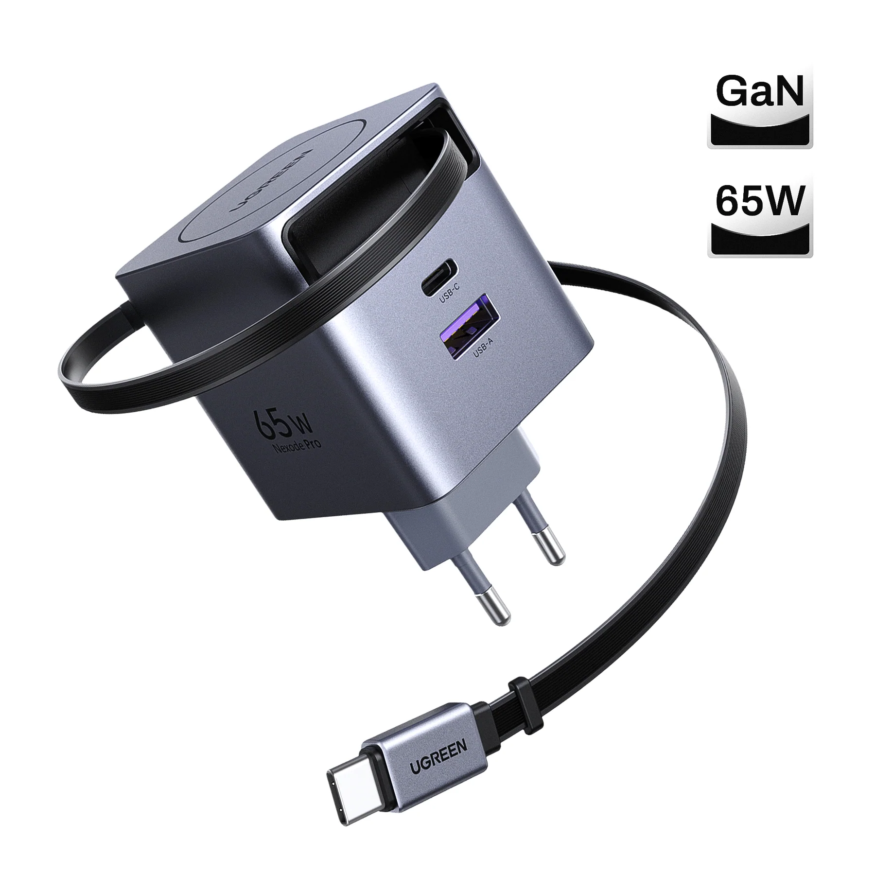 UGREEN   GaN   65W   Fast   Charger   USB-C   RETRACTABLE