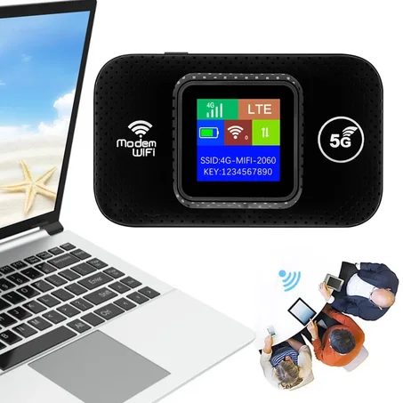 راوتر واي فاي محمول 4G/5G مفتوح لجميع الشبكات – بطارية 3000mAh، يدعم الشحن السريع، ومشاركة الإنترنت حتى 10 أجهزة