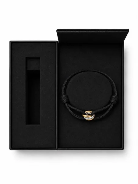 Bracelet Trinity – Style Cartier Tricolore (corde noire)