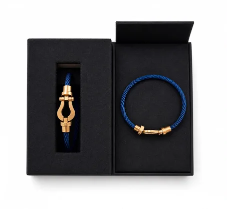 Bracelet Fred – Acier Inoxydable Bleu (boucle or rose)
