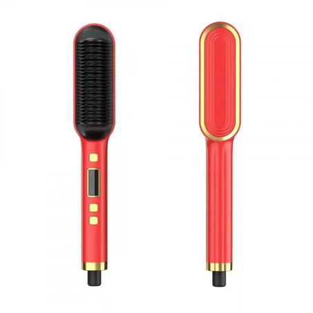 Professional 2 in 1 Negative Ion Electric Hair Straightener Curling Brush Comb with Lcd Display Hair Curling Tools