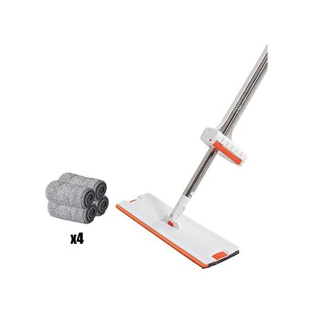 HENWIN Hand Washing Self-dripping Flat Mop with Replacement Microfiber Pad Tools for Washing Floor Cleaning System