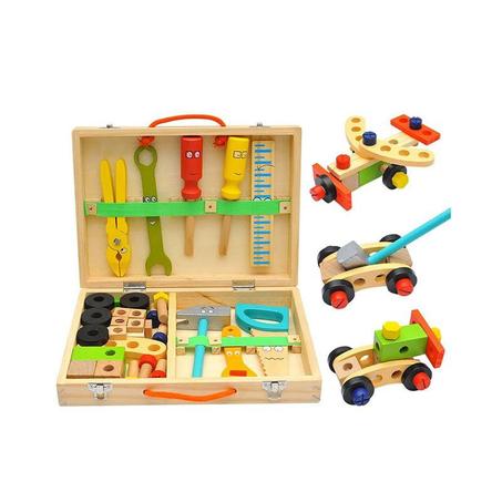 Wooden Toys Children's Tool Box DIY 3D Construction Games, Children's Tool Box