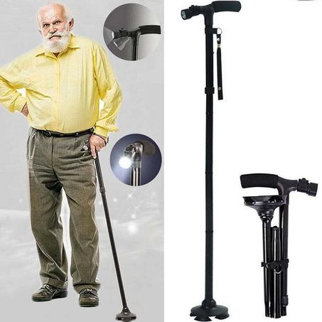 Walking Stick with Adjustable LED Lights and Carrying Bag