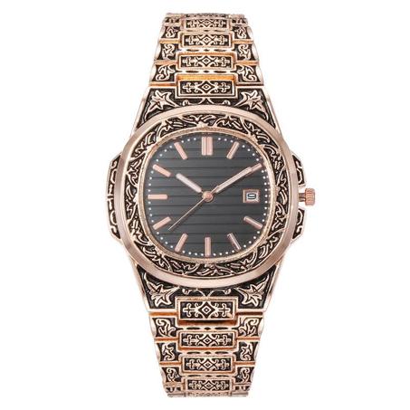 gold stainless steel quartz watch for men