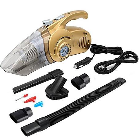 4 in 1 Portable Car Vacuum Cleaner with Inflator and Pressure Gauge
