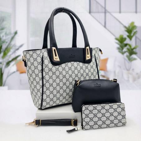 Luxury high quality 3 piece leather women's handbag