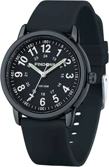 PINDOWS Orologio da Infermiere, per Professionisti Medici, Studenti, Donne e Uomini, Impermeabile 30M, Quadrante Luminoso con Lancetta dei Secondi