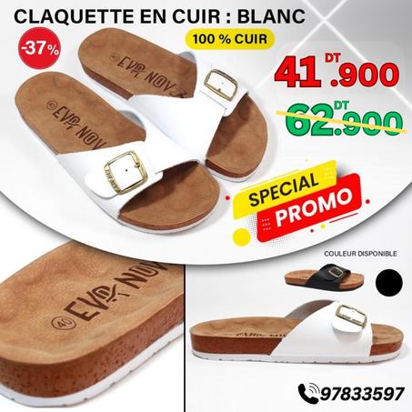 CLAQUETTE HOMME BLANC ET NOIR