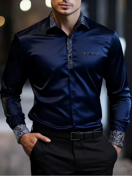 قميص رجالي بأكمام طويلة، قميص جيب كاجوال للعمل، نمط مكتب، مريح، عصري وعالي الجود