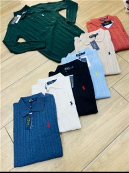Long sleeve cotton knitted polo Trioct with stylish knitted polo collar long sleeve for office and work