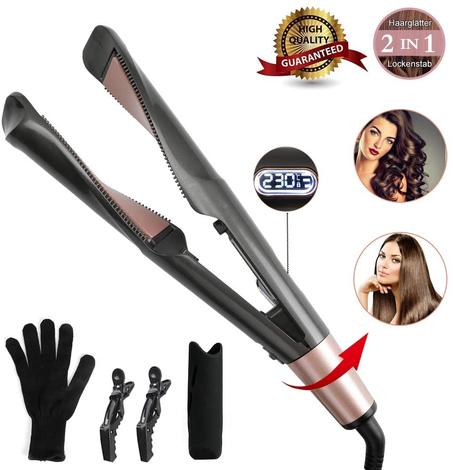 جهاز تمليس الشعر ، لوح تسخين لولبي لفرد الشعر 2 في 1