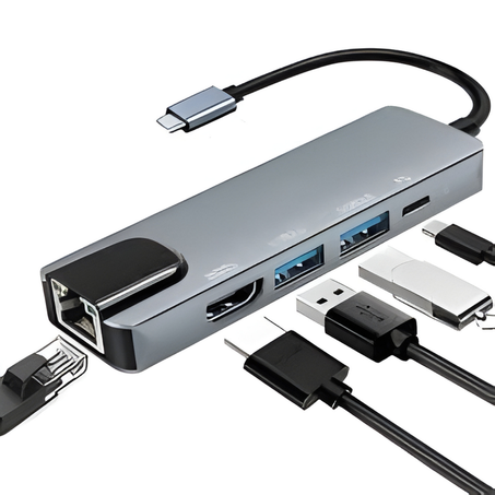 Adaptateur USB-C 5-en-1 MONDO | HDMI Full HD, USB 3.0, SD/TF & PD
