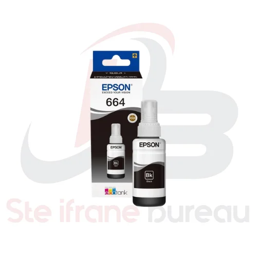 Epson 664 Noir – Encre EcoTank Originale | Texte Net, Profond et Durable