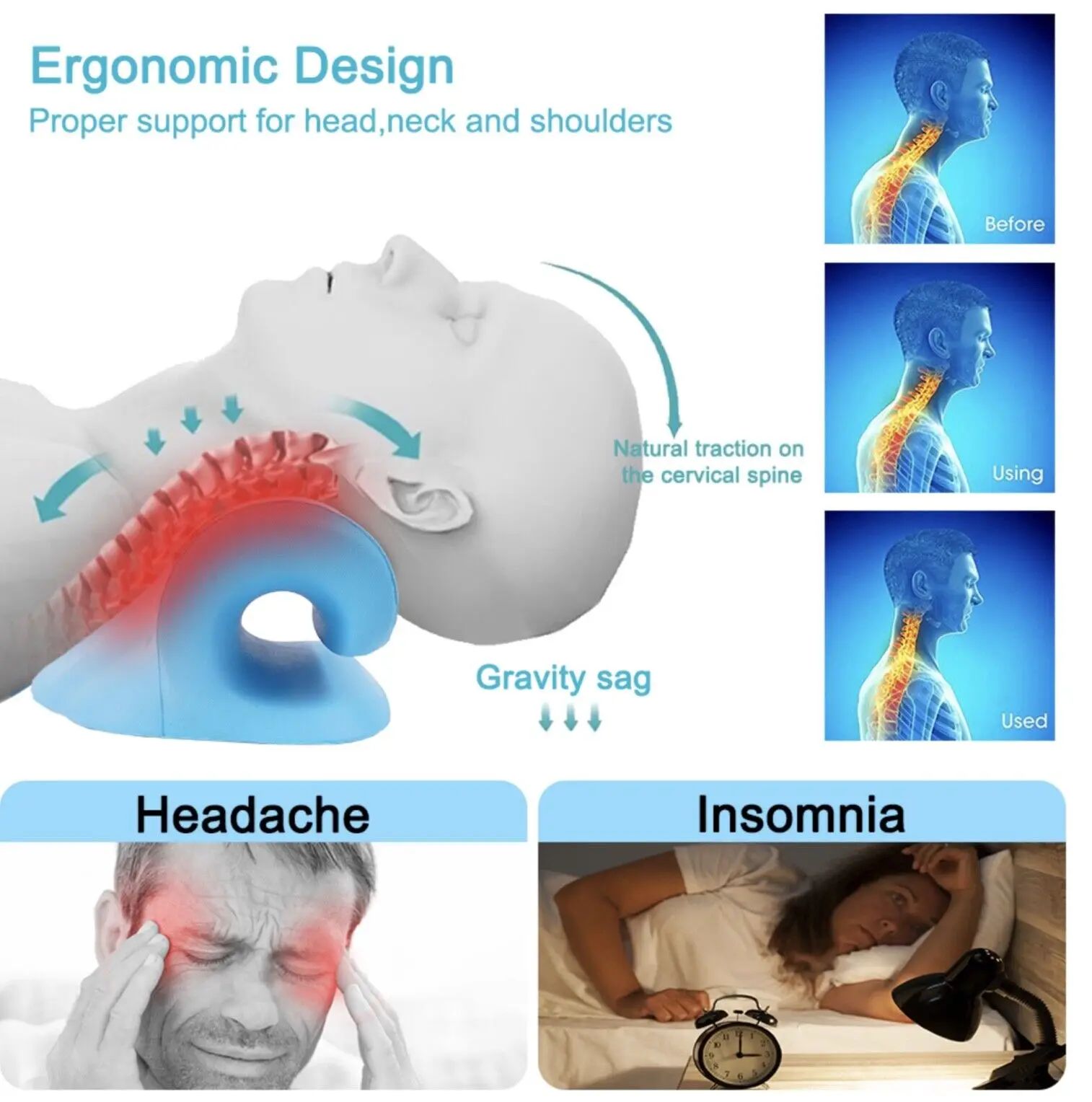 C-Shaped Cervical Traction Pillow