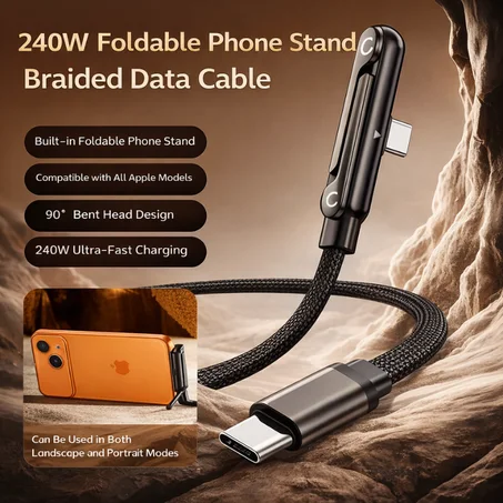ستاند الهاتف القابل للطي + كابل شحن سريع 240W | شحن ولعب فـ نفس الوقت