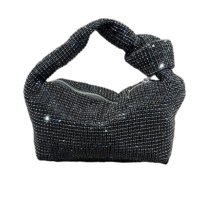 حقيبة كتف نسائية جديدة أنيقة مرصعة بأحجار الراين بالكامل من الكريستال للحفلات 