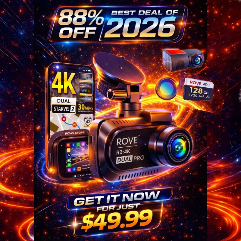 ROVE R2-4K Dual PRO Dash Cam Front and Rear, True 4K+2K Dash Camera for Cars, STARVIS 2 IMX678 + IMX675 Sensors, Free 128GB Card + CPL, WiFi 6 - up to 30MB/s Download Speed, 3