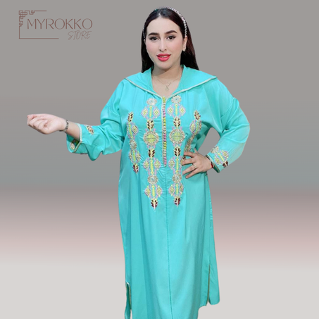 جلابة مخزنية كريپ بالتنبات والطرز الرباطي