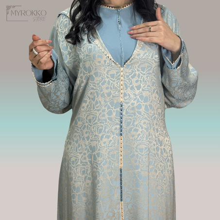 الجلابة المغربية من قطعتين في الازرق السماوي