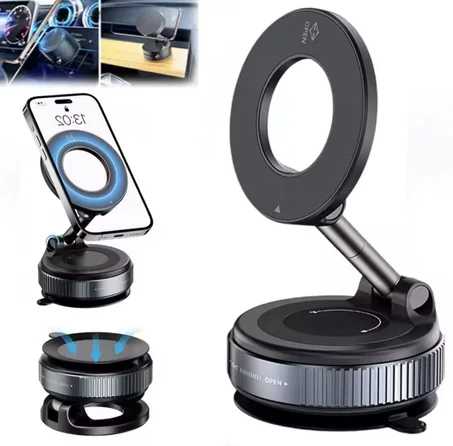 - "حامل مغناطيسي متين بلمسة واحدة" - "ثبات وأناقة في تصميم واحد" - "قوة الشفط، دقة التثبيت" - "تحكم ذكي بزاوية مثالية" - "حامل K007... حيث يلتقي الأداء بالأناقة"