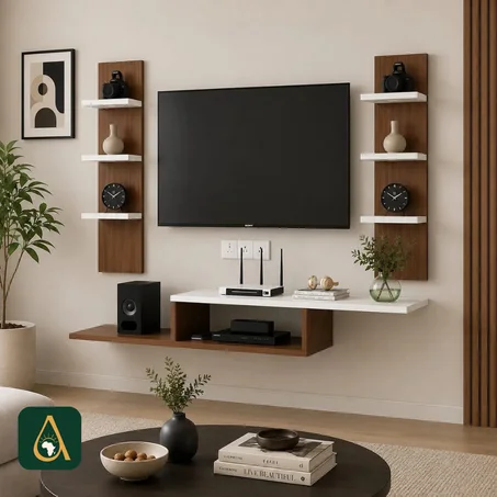 COIN TV + 2 ÉTAGÈRES MURALES
