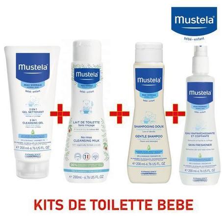 Pack Mustela 4 articles Gel-Eau-Shampoing-LAIT