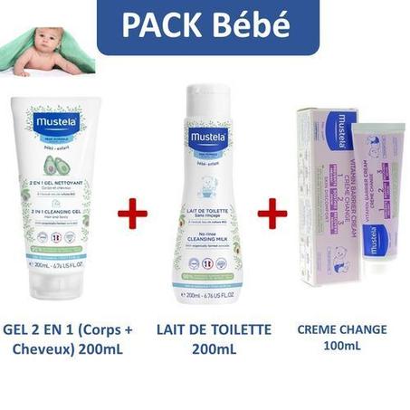 Pack Mustela 3 articles LAIT-GEL-CREME