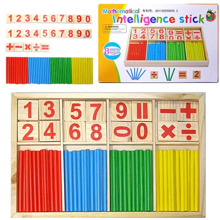 Ensemble de BÂTONS DE COMPTAGE + CHIFFRES PREMIÈRE GRADE, en bois